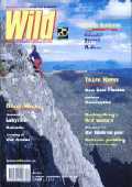 Cover of Wild magazine featuring Federation Peak,Lake Jeeves 900m below the free climber is to the right.